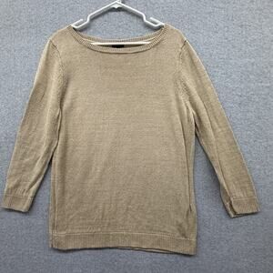 Talbots Womens Linen Bateau Neck Sweater Top Size XL Minimalist Chic Coastal